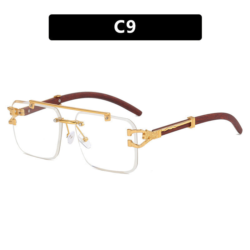 Double Beam Sunglasses Frameless Trimming Square