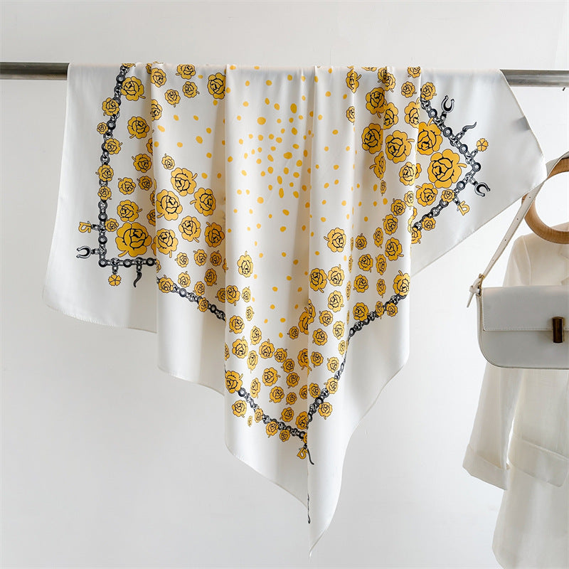 Fashion Printed Silk Scarf Twill Silk High Quality Square Scarf