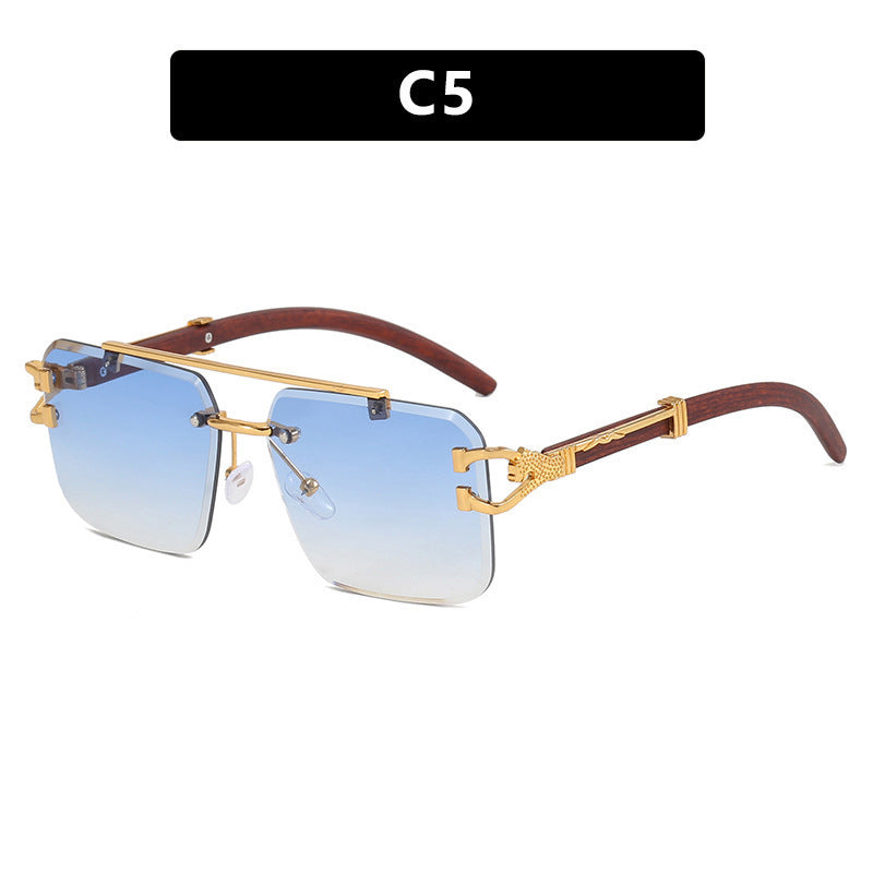 Double Beam Sunglasses Frameless Trimming Square
