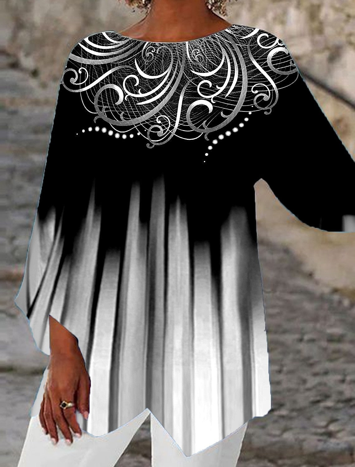 European And American Mature Elegant Contrast Color Women's Top