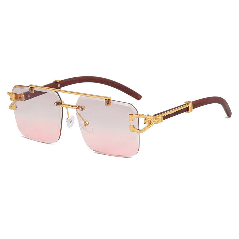 Double Beam Sunglasses Frameless Trimming Square