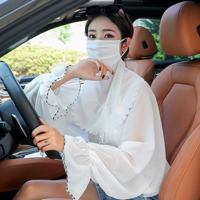 Women's Minimalist Face Mask And Neck Protection Integrated Sunscreen Clothing