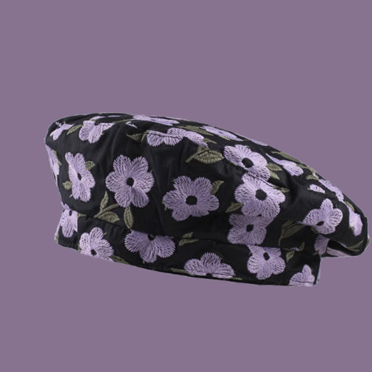 Girl Countryside Style Flower Three-dimensional Embroidery Beret