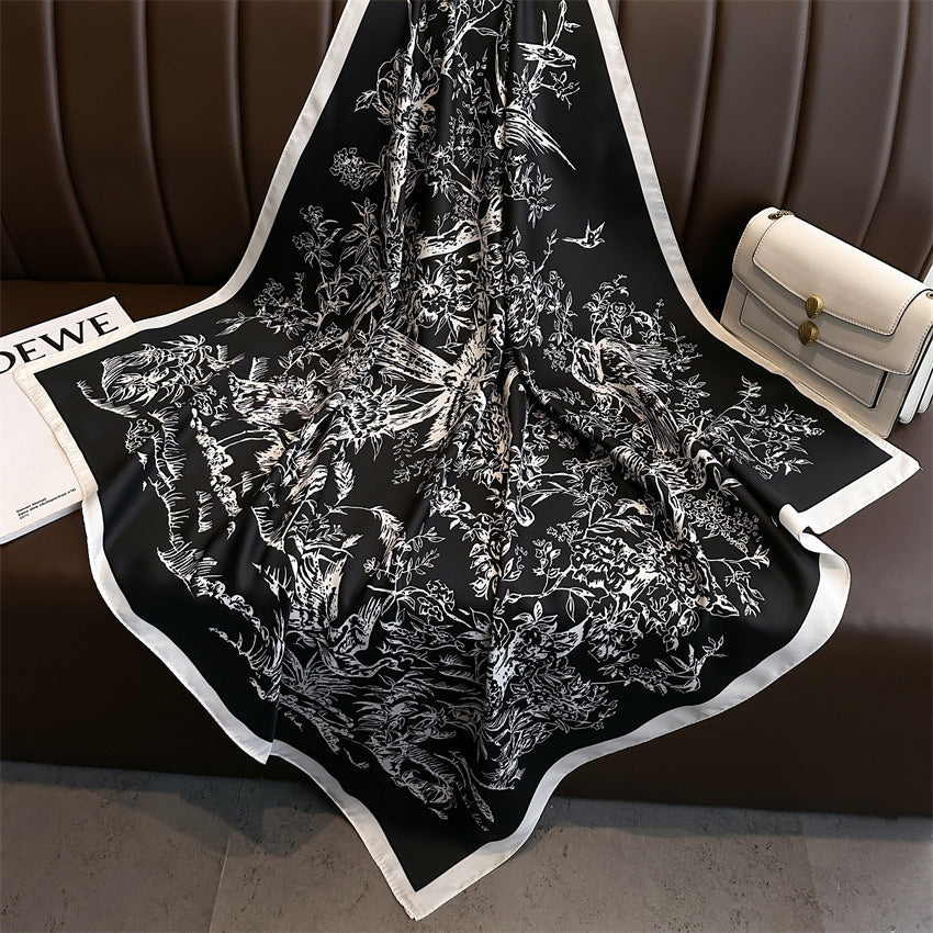 Fashion Printed Silk Scarf Twill Silk High Quality Square Scarf