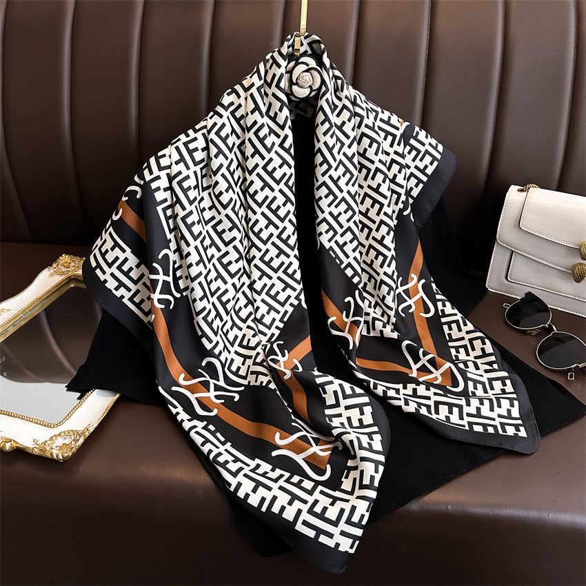 Fashion Printed Silk Scarf Twill Silk High Quality Square Scarf
