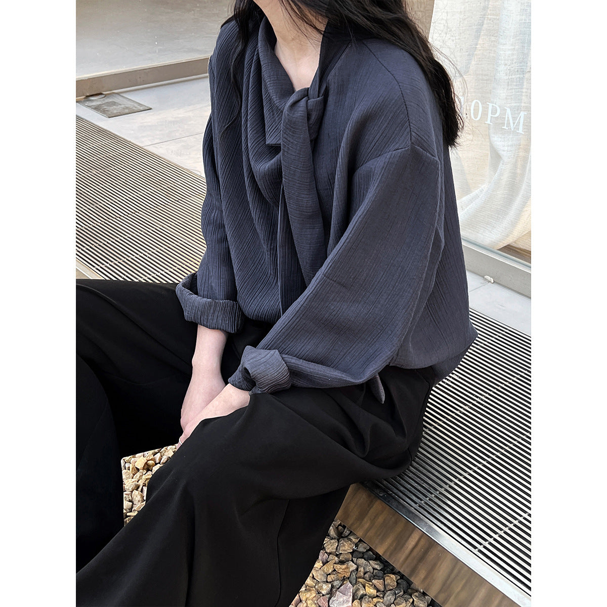 Retro Elegant Ribbon Texture Shirt For Women