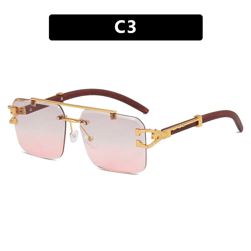Double Beam Sunglasses Frameless Trimming Square