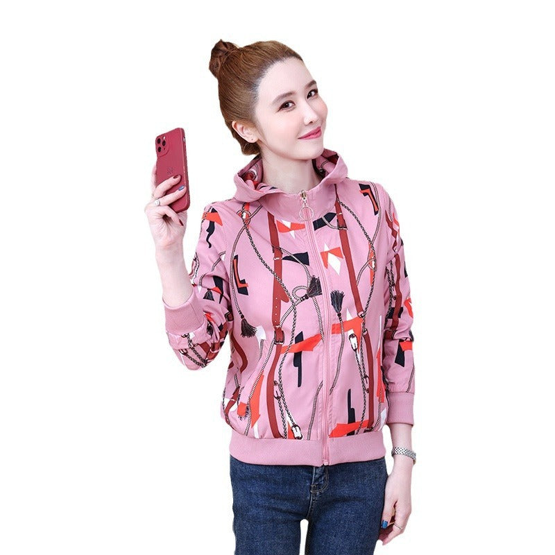 Women's Fall Winter Coat Double-sided Hooded Cardigan Baseball Uniform