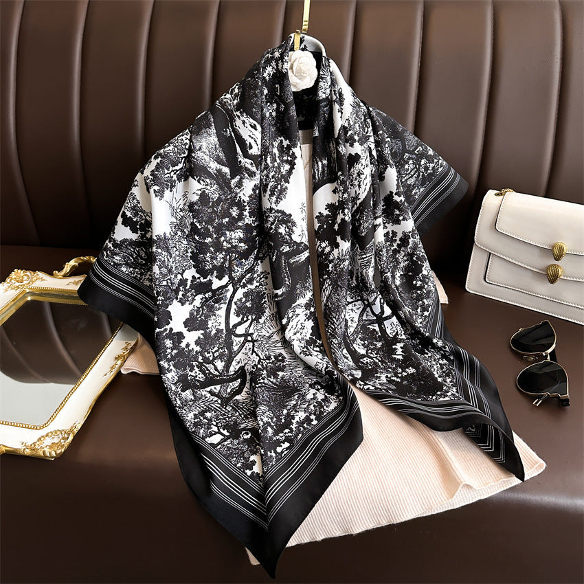 Fashion Printed Silk Scarf Twill Silk High Quality Square Scarf