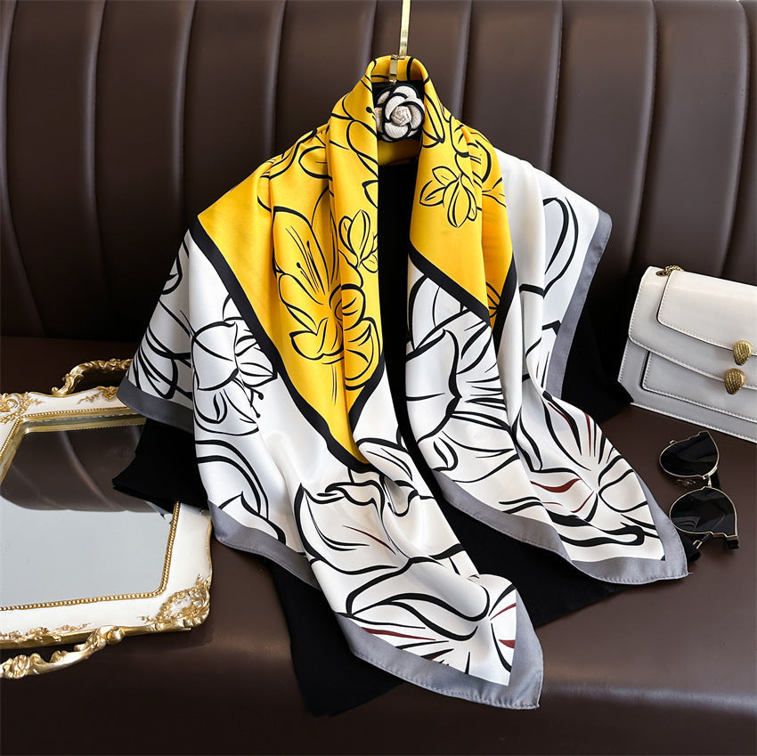 Fashion Printed Silk Scarf Twill Silk High Quality Square Scarf