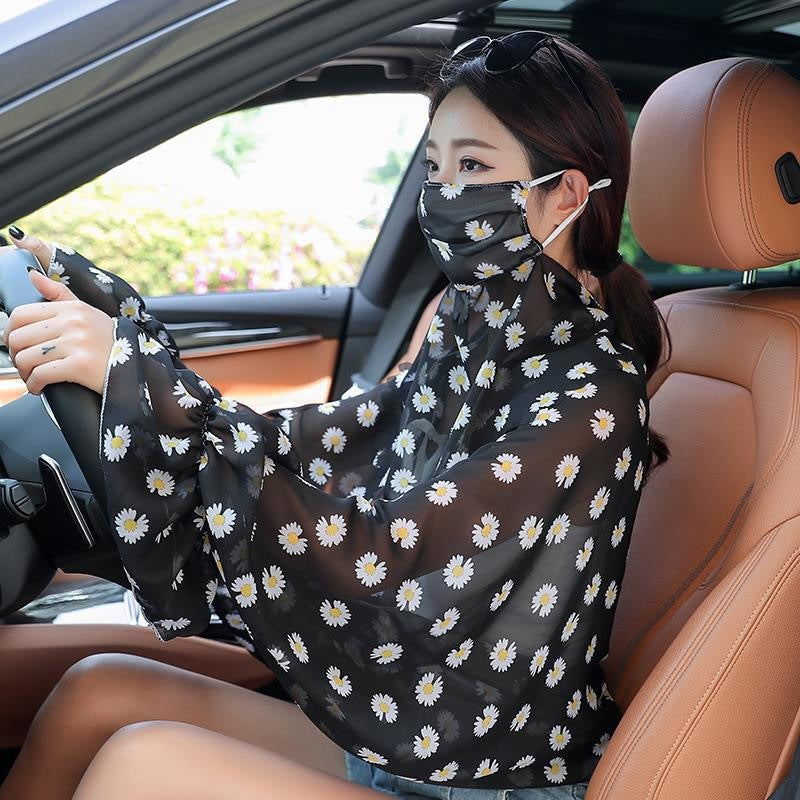 Women's Minimalist Face Mask And Neck Protection Integrated Sunscreen Clothing