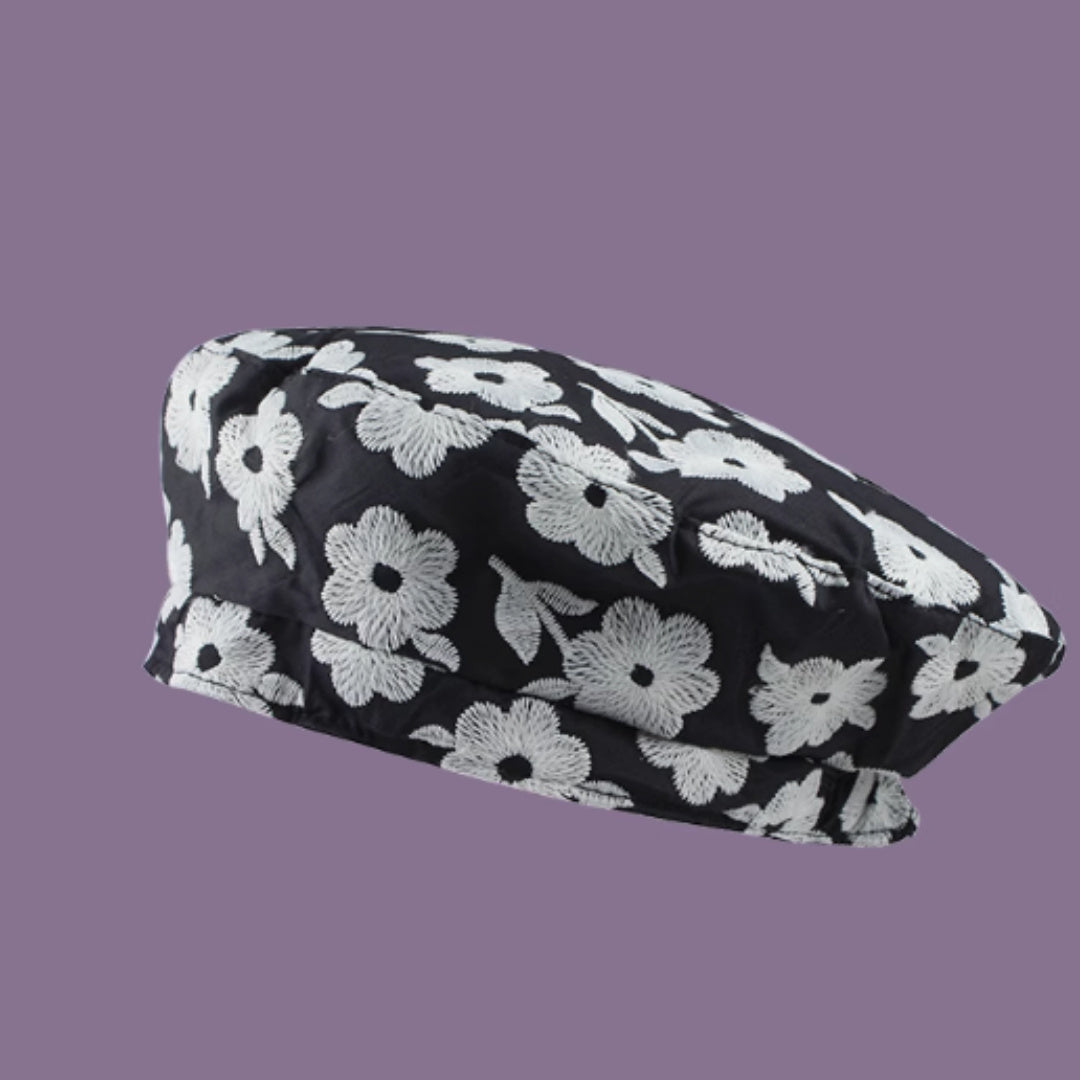 Girl Countryside Style Flower Three-dimensional Embroidery Beret