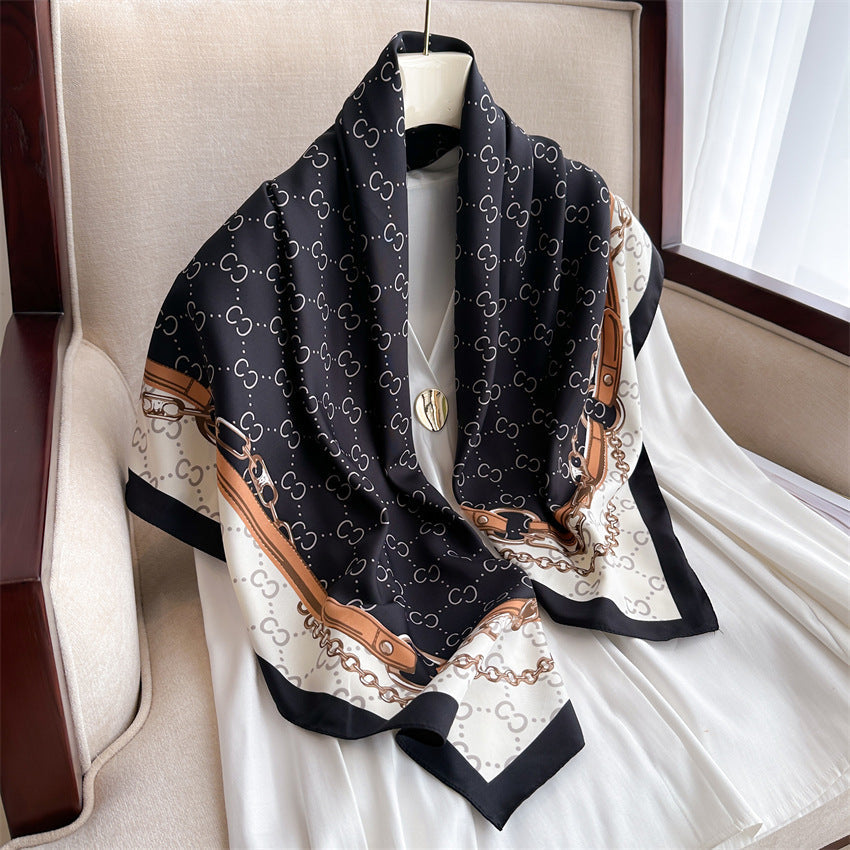 Fashion Printed Silk Scarf Twill Silk High Quality Square Scarf