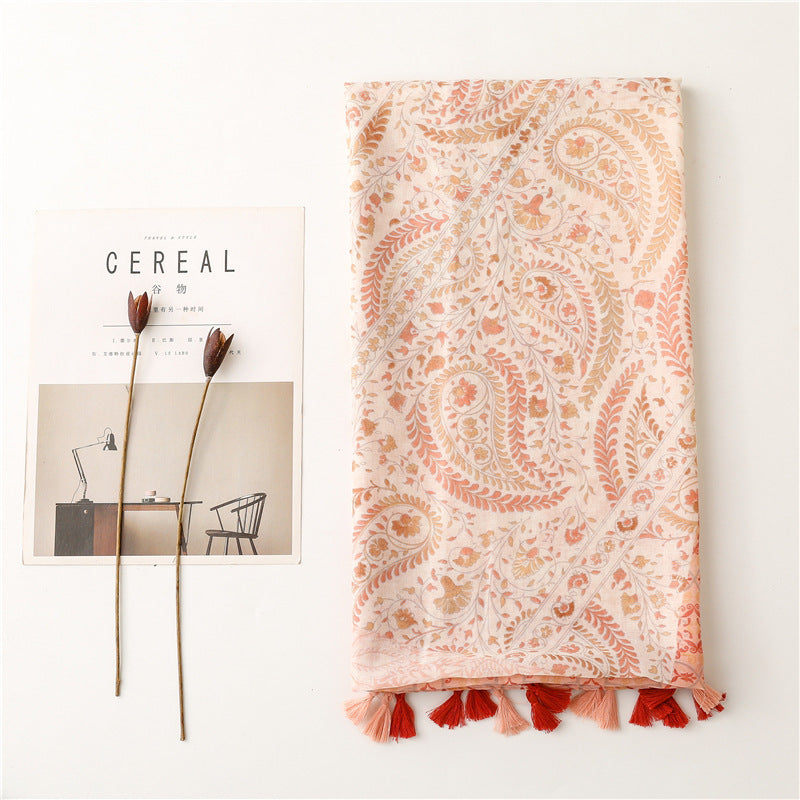 Creative Chinese Style Cotton And Linen Scarf