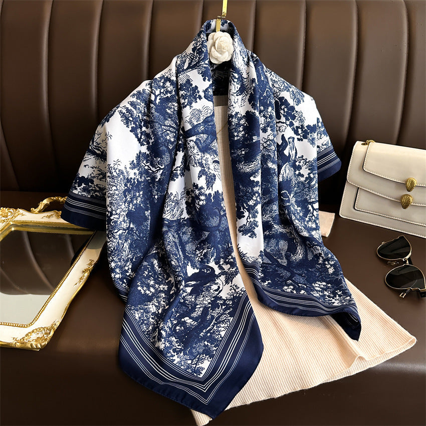 Fashion Printed Silk Scarf Twill Silk High Quality Square Scarf