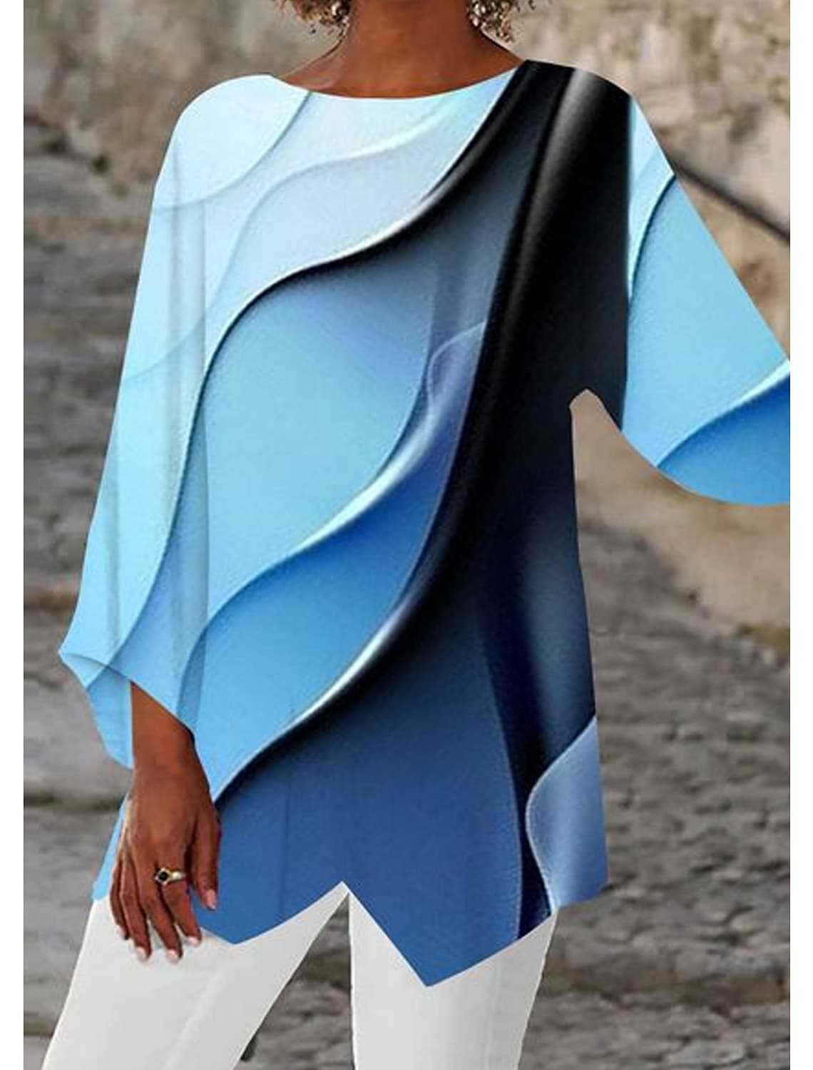 European And American Mature Elegant Contrast Color Women's Top