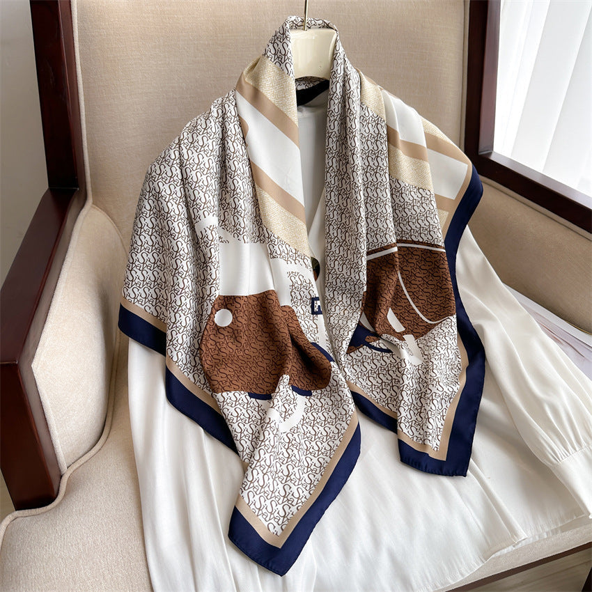 Fashion Printed Silk Scarf Twill Silk High Quality Square Scarf
