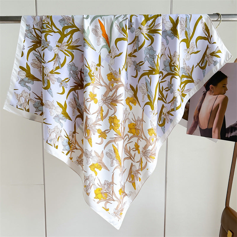 Fashion Printed Silk Scarf Twill Silk High Quality Square Scarf