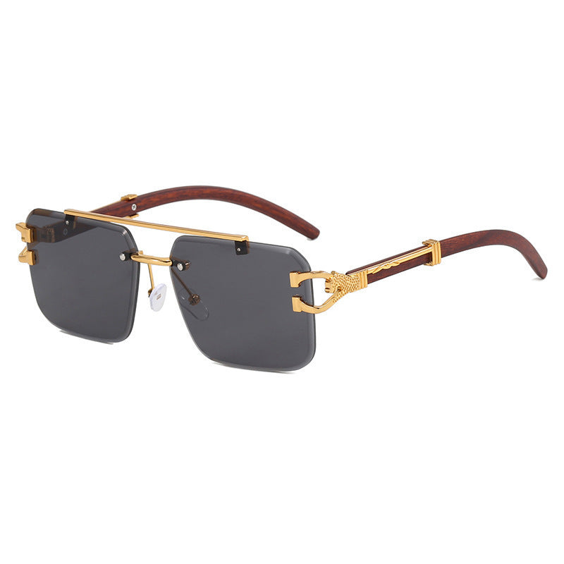 Double Beam Sunglasses Frameless Trimming Square