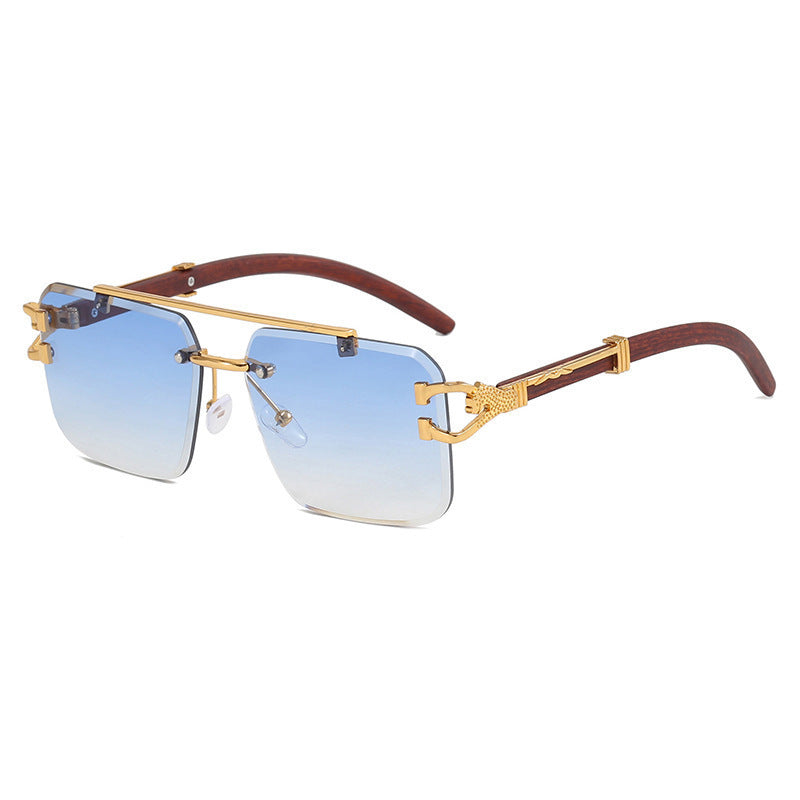 Double Beam Sunglasses Frameless Trimming Square